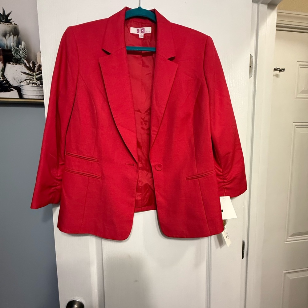 Vibrant Red Women's Blazer by 9 & Co. - Picture 4 of 11
